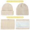 Hicdaw 2Pcs Kids Winter Beanie Hat Scarf Set Warm Knitted Thickened Fleece Lined Skull Scarf Set Toddler Beanie Hat for Boys Girls (Beige) view 2