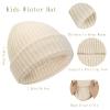 Hicdaw 2Pcs Kids Winter Beanie Hat Scarf Set Warm Knitted Thickened Fleece Lined Skull Scarf Set Toddler Beanie Hat for Boys Girls (Beige) view 3