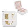 AXKEUDO Custom Jewelry Box Add Your Name Travel Leather Personalized Jewelry Organizer for Wedding Gifts Letter U view 2