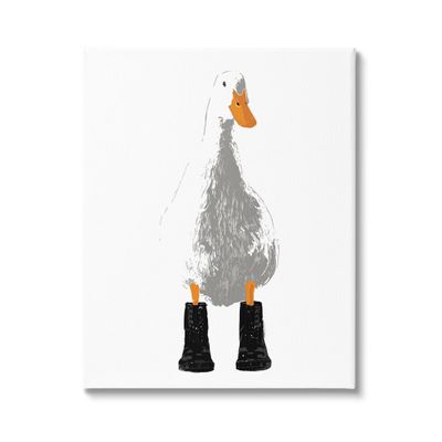 Stupell Industries White Duck Wearing Rain Boots Portrait Canvas Wall Art, Design by Kamdon Kreations