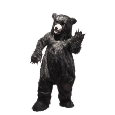 Long Hair Black Bear Costume Mascot Cartoon adult Cosplay Fursuit