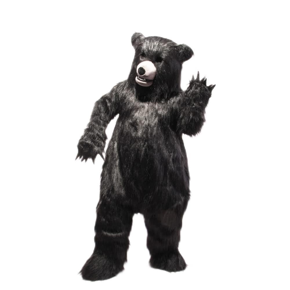 Long Hair Black Bear Costume Mascot Cartoon adult Cosplay Fursuit