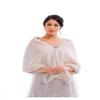 Bounzhi Women's Faux Fur Shawl Wrap Bridal Scarf Stoles Wedding Shrug - Fur Cover Up with Brooch for Bride and Bridesmaids (Beige) view 1