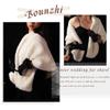 Bounzhi Women's Faux Fur Shawl Wrap Bridal Scarf Stoles Wedding Shrug - Fur Cover Up with Brooch for Bride and Bridesmaids (Beige) view 2