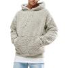 JEsilunmaMY Mens Fleece Hooded Sweatshirt Fall Winter Long Sleeve Thicken Pullover Hoodies Solid Color Plush Pullover Sweater (Apricot,Small) view 1