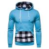 JEsilunmaMY Casual Plaid Hoodies for Men Long Sleeve Crewneck Drawstring Sweatshirt Soft Comfy Fall Pullovers with Pockets (Light Blue,Large) view 1