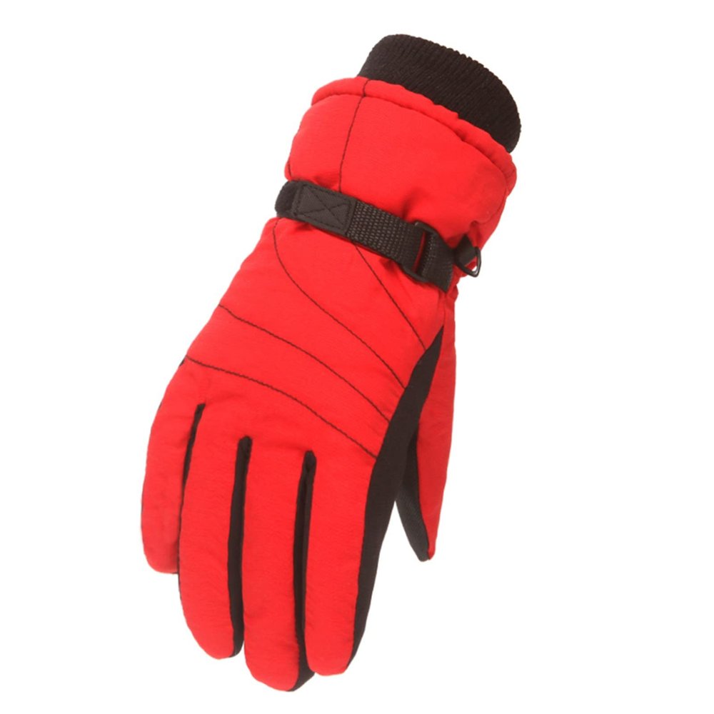 Winter Gloves Outdoor Youth Kids Boys Girls Snowboarding Snow Skating Windproof Warm Durable Waterproof (Red, 7-12 Year)