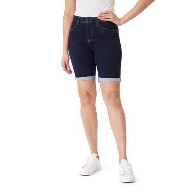 Angels Forever Young Women's 360 Sculpt Mid-Rise Stretch Bermuda Shorts, Rinse, 10