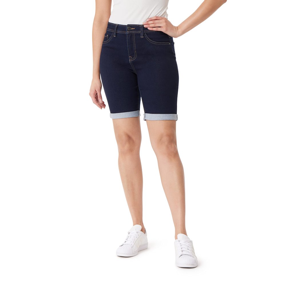 Angels Forever Young Women's 360 Sculpt Mid-Rise Stretch Bermuda Shorts, Rinse, 10