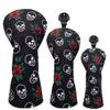 Barudan Golf Club Covers, 3pcs Golf Club Head Covers for Driver, Woods and Hybrids, Rose and Skeleton Driver Fairway Rescue Headcovers Set, Designed to Fit All Brand Golf Clubs view 1