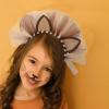 Abaodam Cat Ear Headband with Gauze Coaplay Headdress Hoop for Party Costume Show (Brown) view 3