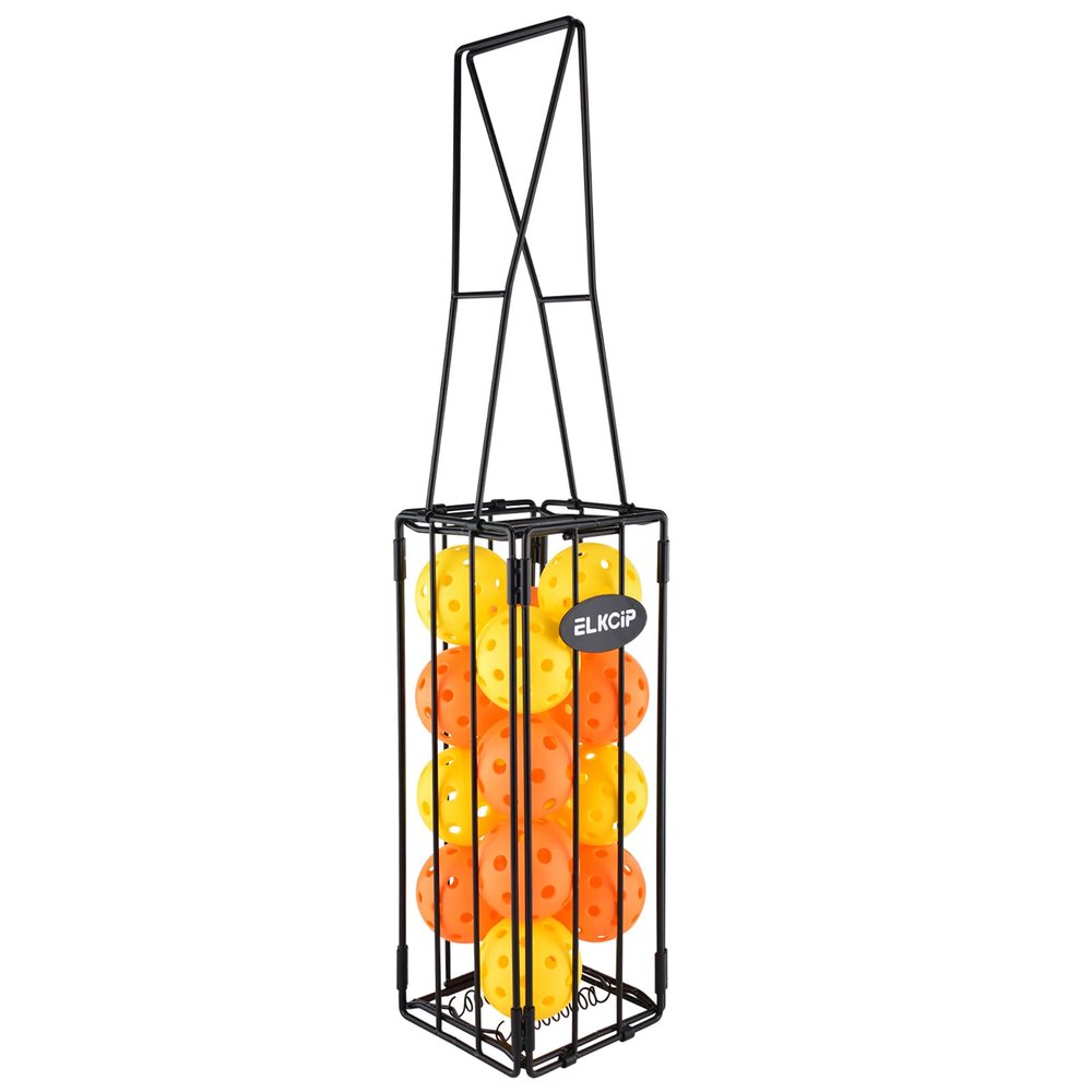 ELKCIP Portable Pickleball & Tennis Ball Collector - Pickleball Retriever Basket Carrier Gatherer Picker Hopper Container for Picking and Storage Training Tool for Ball, Foldable