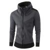 JEsilunmaMY Men's Zip Up Cardigan Jacket Long Sleeve Stand Collar Hoodies with Pocket Fashion Casual Hooded Sweatshirt Coat (Dark Grey,Large) view 1