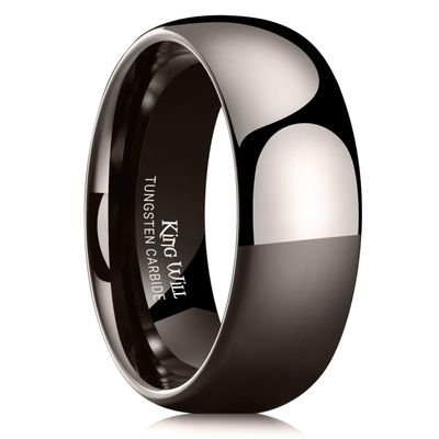 King Will 8mm Tungsten Carbide Wedding Band for Men Women Classic Promise Engagement Rings for Couples Domed Style High Polish Finished Comfort Fit, Gunmetal Size 8