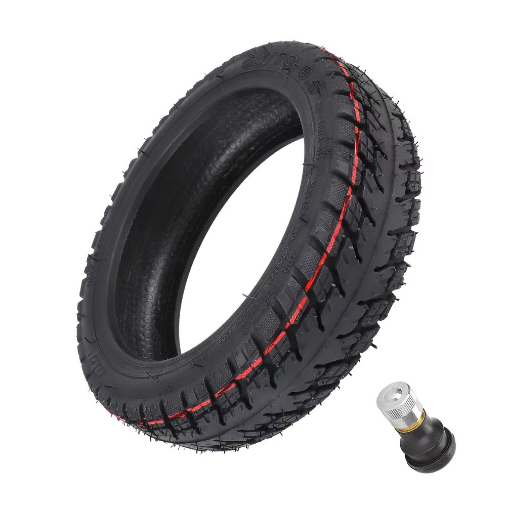 LHROPA 60/70-6.5 10-inch Rubber Explosion-proof Tubeless Tire + Straight nozzle Replace for Segway Ninebot Max/Max G30LP G30 G30E Electric Kick Scooter Wheel Parts
