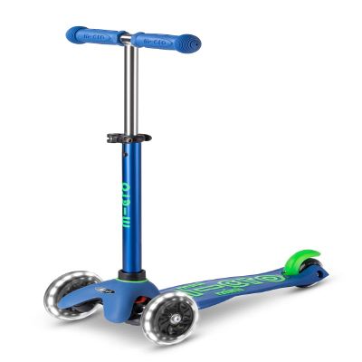 Micro Kickboard | Mini Deluxe LED | Three-Wheeled | Lean-to-Steer Swiss-Designed Micro Scooter | Motion-Activated Light-Up Wheels | Toddlers & Children Ages 2-5 (Crystal Blue)