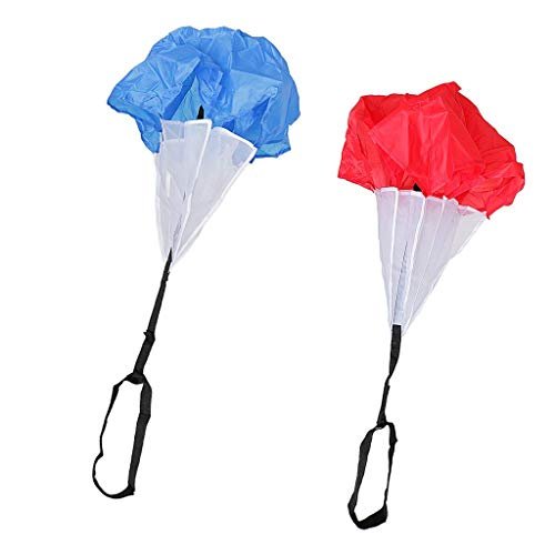 SGerste 43 Inch Kids Junior Drag Chute Running Speed Power Training Parachute 2pcs (Red + Blue)
