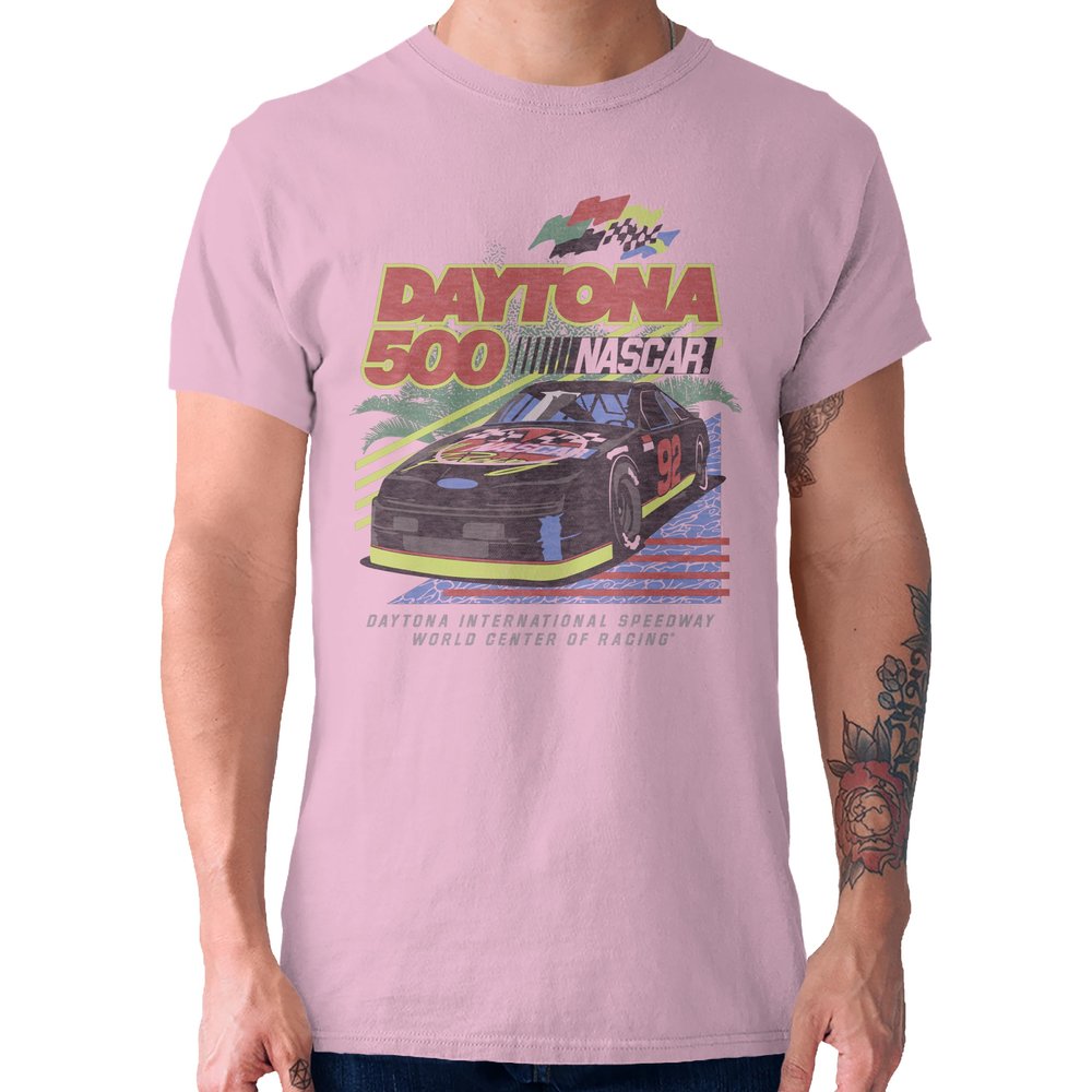 NASCAR Daytona 500 Car 92 Mens and Womens Short Sleeve T-Shirt (Large, Pink)