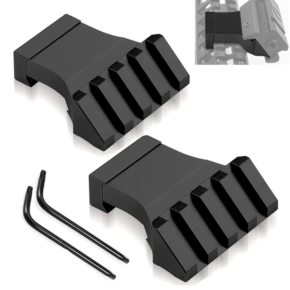 Bontok Picatinny Offset Rail Mounts, 45 Degree Picatinny Offset Aluminum Rail Low Profile Mount for lashlight Laser Sights Optics