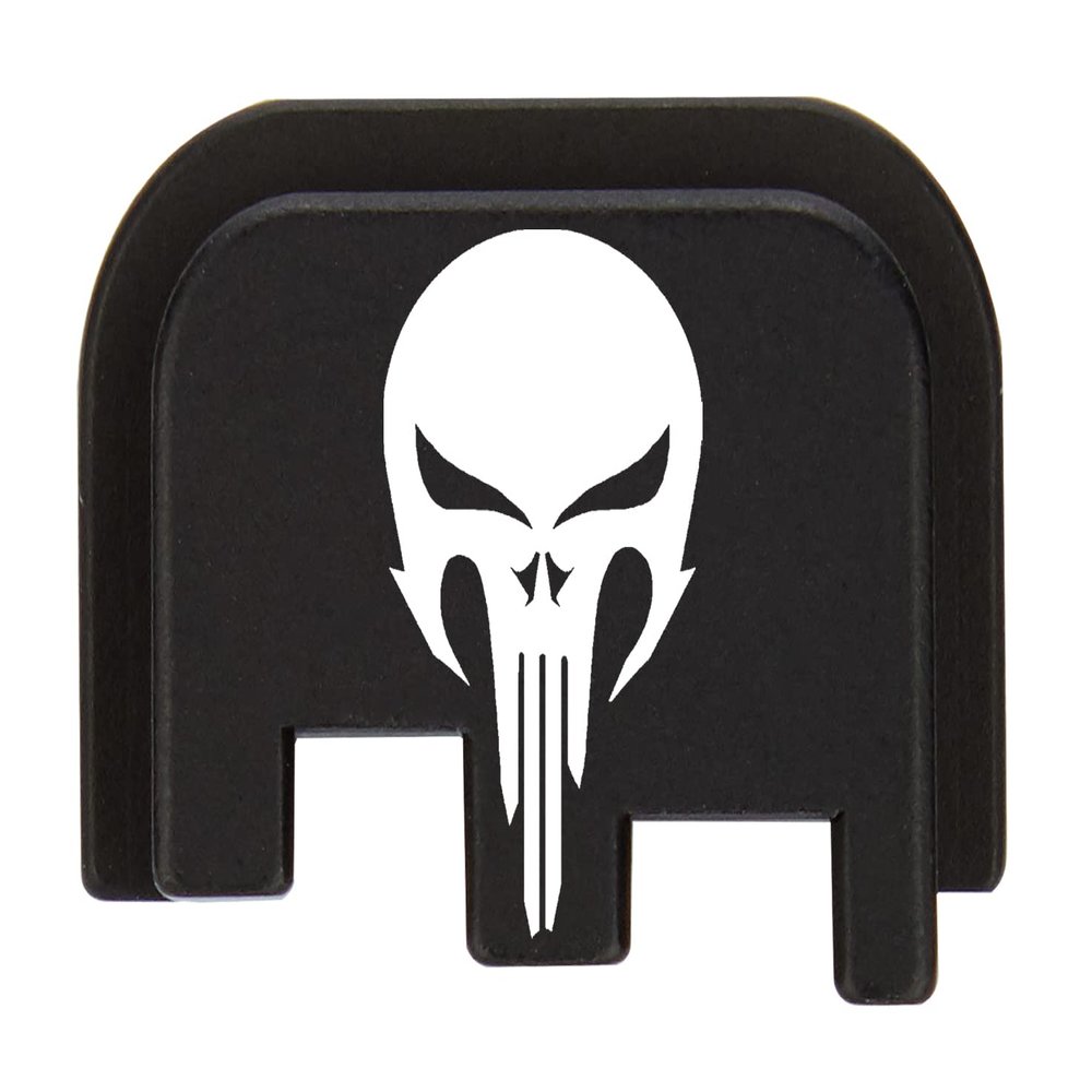 NDZ Performance Slide Cover Back Plate for CZ P10 Models P10 S, P10 SC, P10 C, & P10 F, Laser Engraved in Black - NDZ Skull 2
