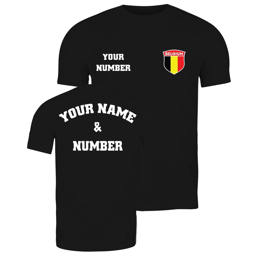 lepni.me Mens Personalised Soccer Jersey Belgium T-Shirt | Belgian Flag Badge | European Football Championship 2024, Fans (5XL Black Multi Color)