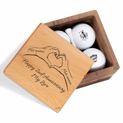 Personalized Golf Gift Set With Luxury Wooden Box - Custom Balls and Accessories for Golfer, Golf Lover, Coach, Boss, Couple on Anniversary, Birthday, Retirement