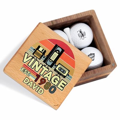 Gladsico Personalized Golf Gift Birthday - Custom Set with Nice Balls and Luxury Wooden Box Unique Ideas for Him, Her, Golfer, Lover, Coach, Boss, Couple on Anniversary, Retirement