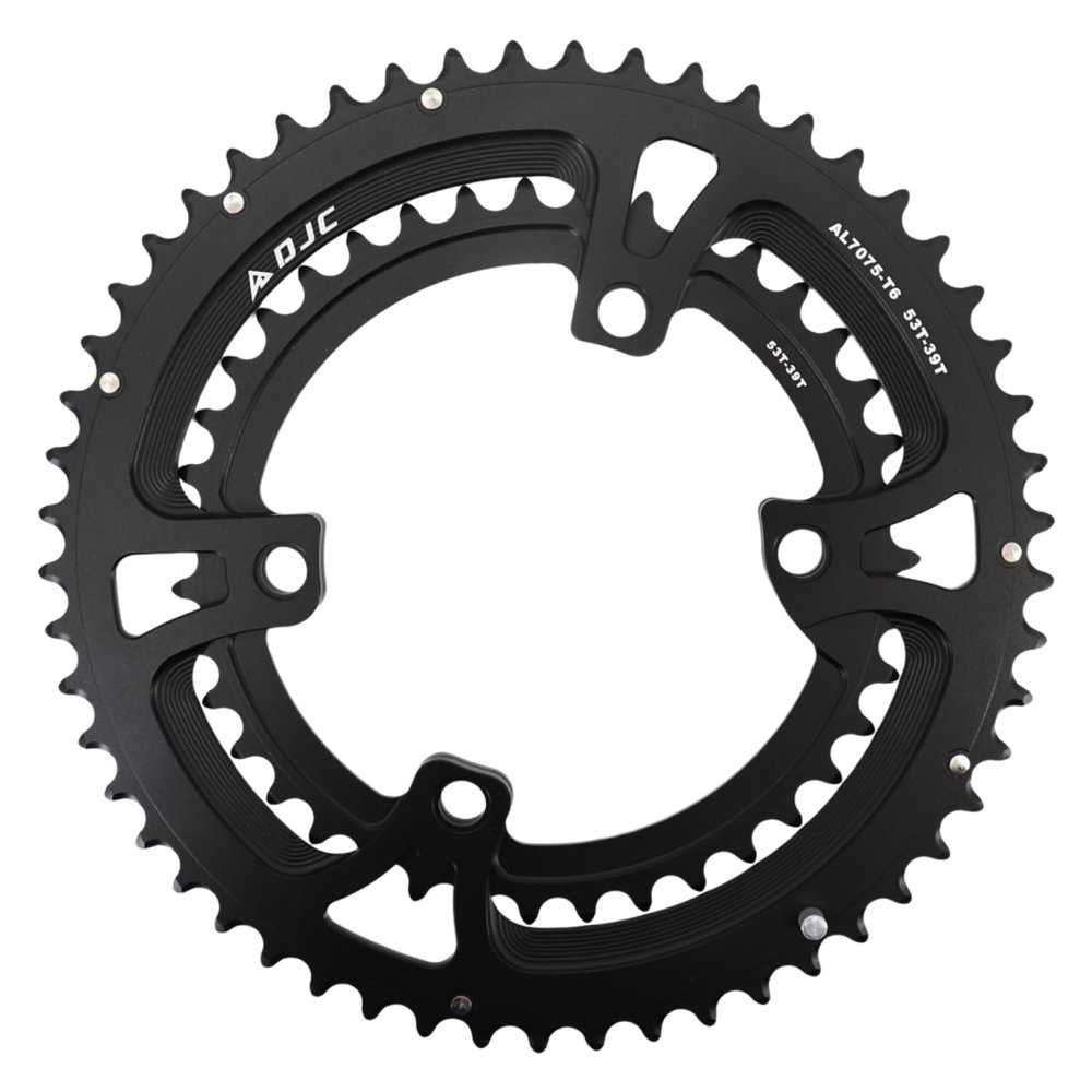 DJC Road Bike Chainring 110BCD 4 Arms Round 2X Chainring Double 52t 36t for Shimano 4700 5800 6800 9000 R7000 R8000 R9100 (Round 50-34T)