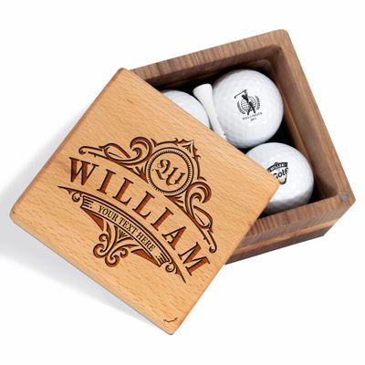 Personalized Golf Gift for Men Women - Custom Golf Set with Nice Balls and Luxury Wooden Box - Unique Gift Ideas for Golfer, Golf Lover, Golf Coach, Boss, Him, Her on Anniversary, Birthday, Retirement