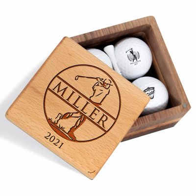 Gladsico Personalized Golf Gift for Golfer - Custom Set with Nice Balls and Luxury Wooden Box Unique Ideas Him, Her, Lover, Coach, Boss, Couple on Anniversary, Birthday, Retirement