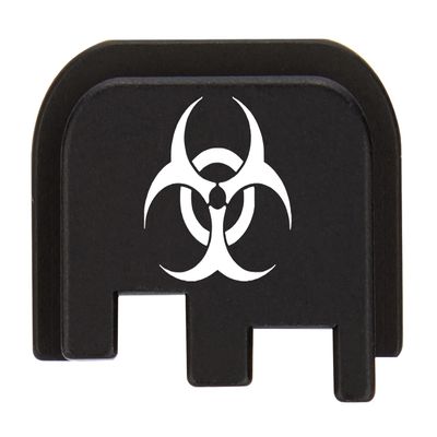NDZ Performance Slide Cover Back Plate for CZ P10 Models P10 S, P10 SC, P10 C, & P10 F, Laser Engraved in Black - Biohazard