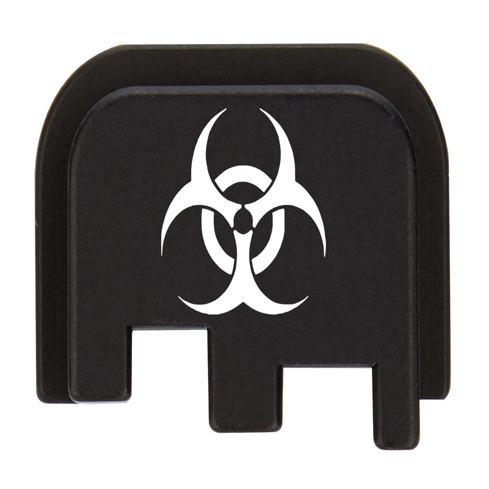 NDZ Performance Slide Cover Back Plate for CZ P10 Models P10 S, P10 SC, P10 C, & P10 F, Laser Engraved in Black - Biohazard