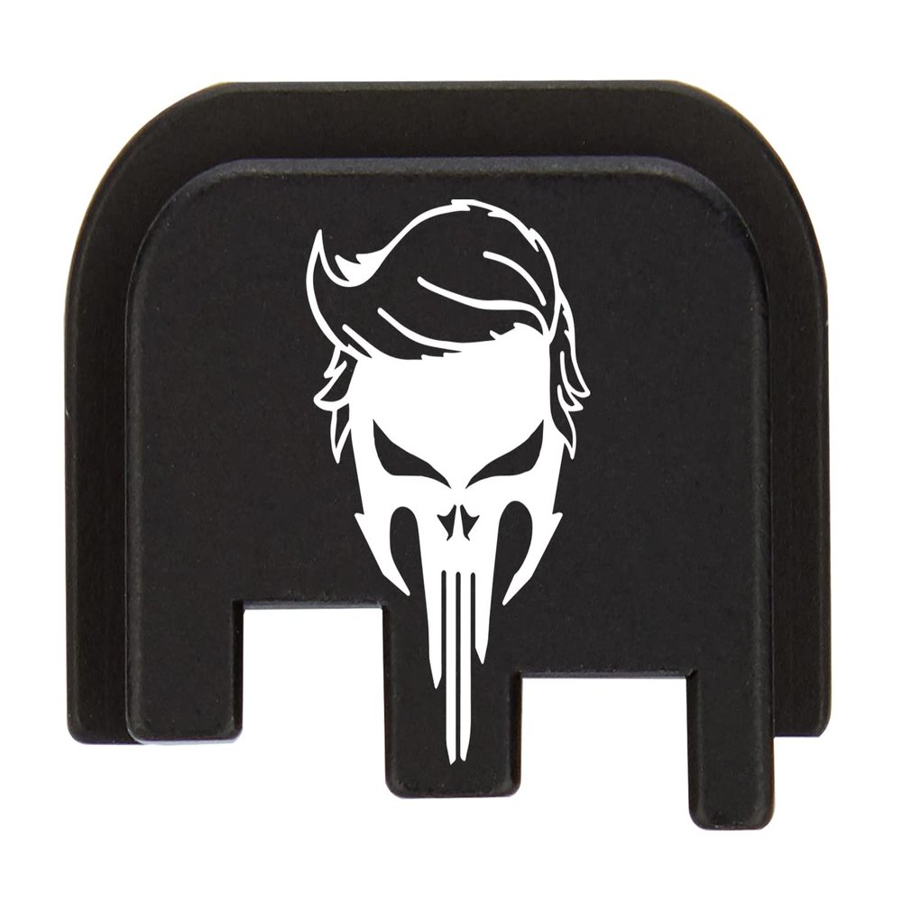 NDZ Performance Slide Cover Back Plate for CZ P10 Models P10 S, P10 SC, P10 C, & P10 F, Laser Engraved in Black - Trump Skull