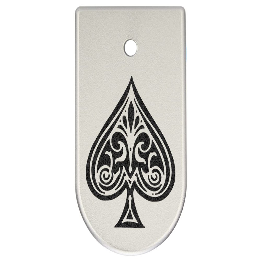 NDZ Performance Magazine Base Plate Finger Extension for CZ P10 S, SC, C, F  Fits 9mm 10 Rd Magazines  Anodized Aluminum  Laser Engraved  Made in USA, Silver, Ace of Spades