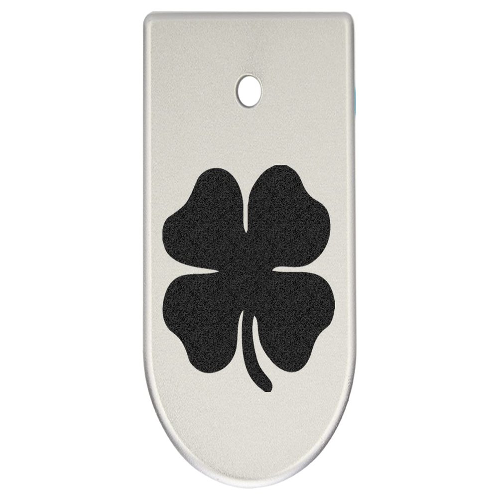 NDZ Performance Magazine Base Plate Finger Extension for CZ P10 S, SC, C, F  Fits 9mm 10 Rd Magazines  Anodized Aluminum  Laser Engraved  Made in USA, Silver, 4 Leaf Clover