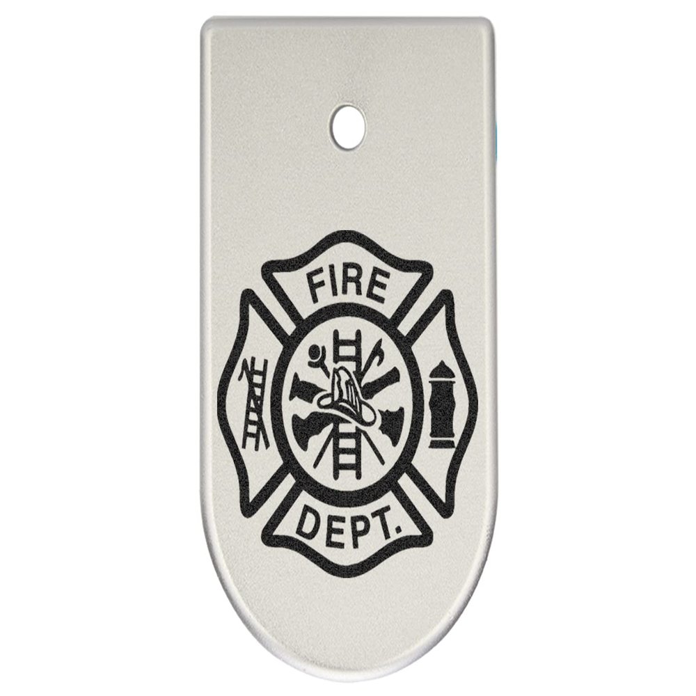 NDZ Performance Magazine Base Plate Finger Extension for CZ P10 S, SC, C, F  Fits 9mm 10 Rd Magazines  Anodized Aluminum  Laser Engraved  Made in USA, Silver, Fire Department Emblem