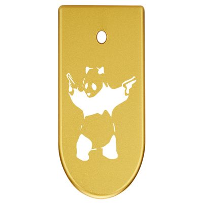 NDZ Performance Magazine Base Plate Finger Extension for CZ P10 S, SC, C, F Fits 9mm 10 Rd Magazines Anodized Aluminum Laser Engraved Made in USA, Gold, Panda with Guns Outline