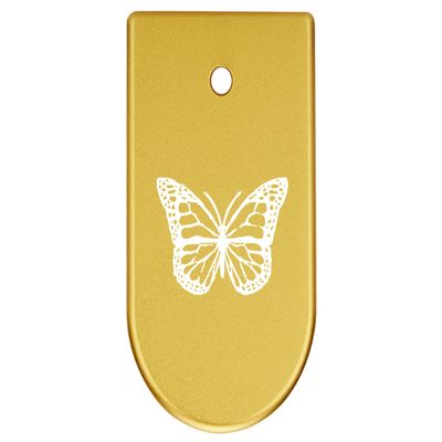 NDZ Performance Magazine Base Plate Finger Extension for CZ P10 S, SC, C, F  Fits 9mm 10 Rd Magazines  Anodized Aluminum  Laser Engraved  Made in USA, Gold, Butterfly