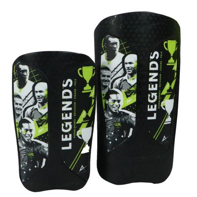 Alpha Soccer Shin Guards - Soccer Protective Gear, Lightweight Shin Guard Set with Single Straps (S/M, Legends Stickers)