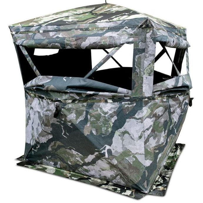 Primos Hunting Primos Full Frontal Hunting Blind, One Way See-Through Ground Blind in Veil Camo