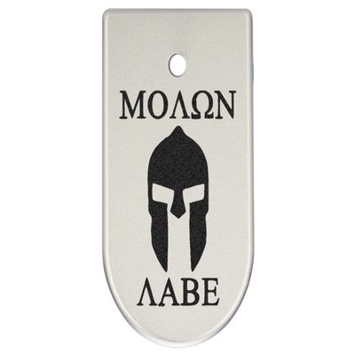 NDZ Performance Magazine Base Plate Finger Extension for CZ P10 S, SC, C, F  Fits 9mm 10 Rd Magazines  Anodized Aluminum  Laser Engraved  Made in USA, Silver, Molon Labe Helmet 2