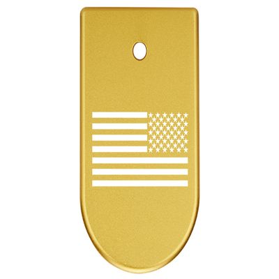 NDZ Performance Magazine Base Plate Finger Extension for CZ P10 S, SC, C, F  Fits 9mm 10 Rd Magazines  Anodized Aluminum  Laser Engraved  Made in USA, Gold, US Battle Flag