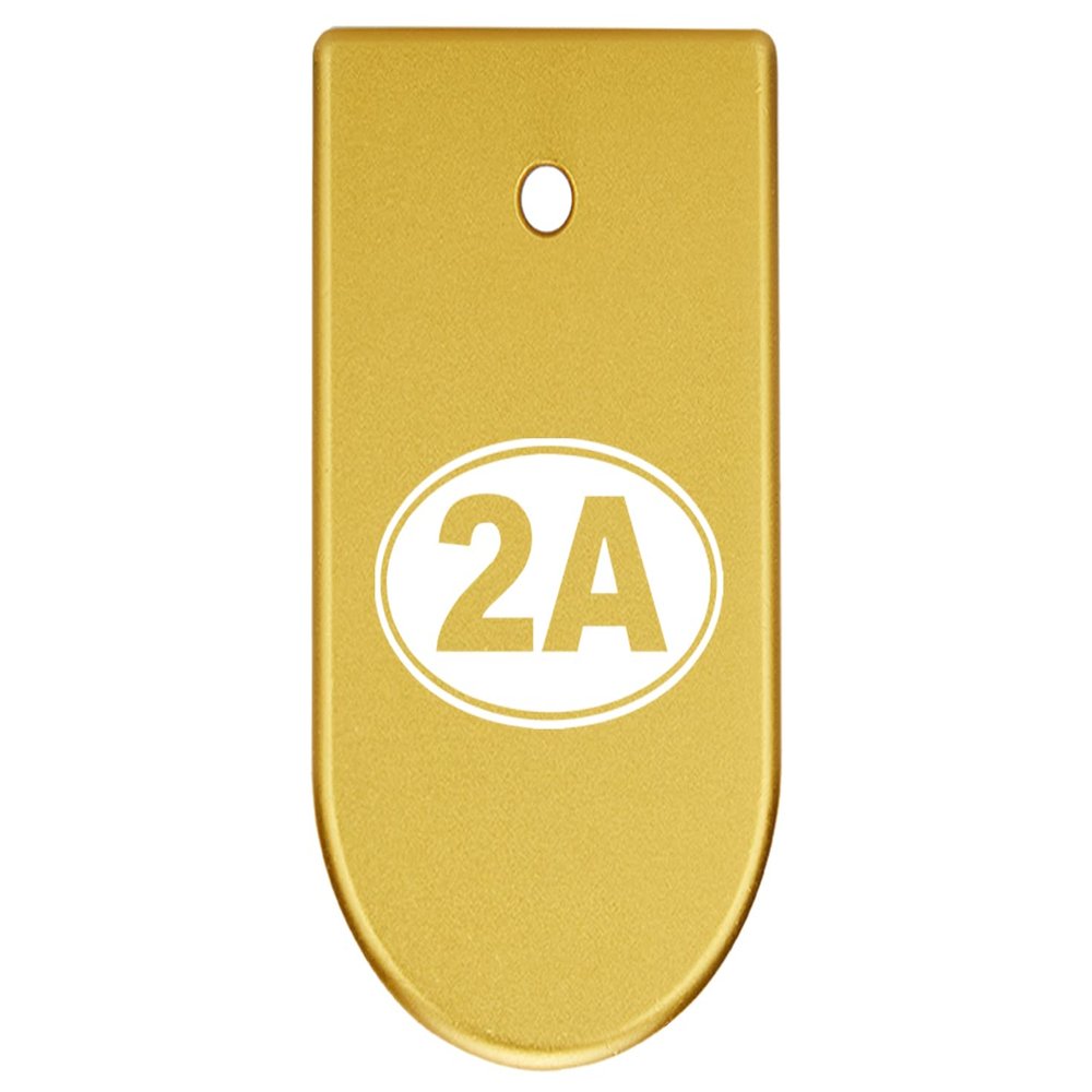 NDZ Performance Magazine Base Plate Finger Extension for CZ P10 S, SC, C, F  Fits 9mm 10 Rd Magazines  Anodized Aluminum  Laser Engraved  Made in USA, Gold, 2A Second Amendment Emblem
