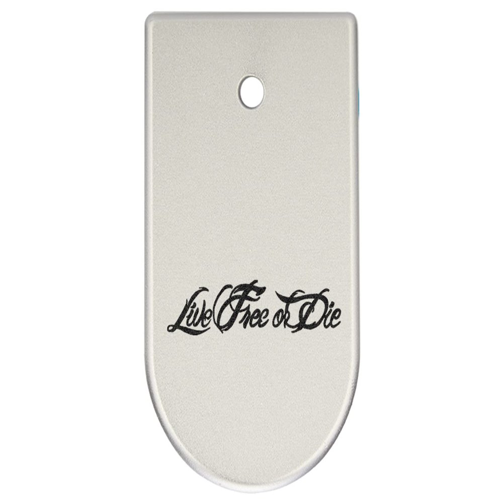 NDZ Performance Magazine Base Plate Finger Extension for CZ P10 S, SC, C, F  Fits 9mm 10 Rd Magazines  Anodized Aluminum  Laser Engraved  Made in USA, Silver, Live Free Or Die Script