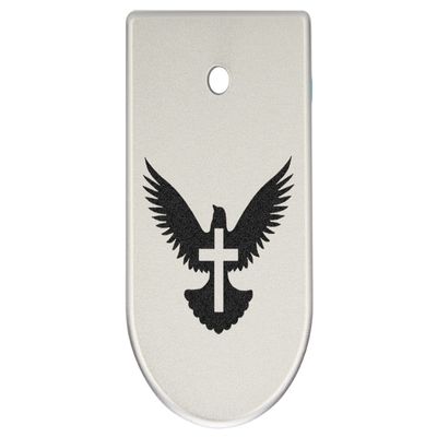 NDZ Performance Magazine Base Plate Finger Extension for CZ P10 S, SC, C, F  Fits 9mm 10 Rd Magazines  Anodized Aluminum  Laser Engraved  Made in USA, Silver, Bible Dove Cross
