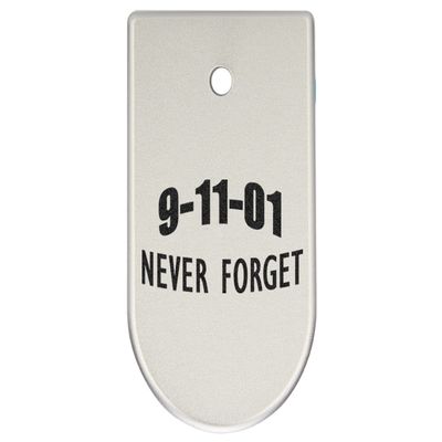 NDZ Performance Magazine Base Plate Finger Extension for CZ P10 S, SC, C, F  Fits 9mm 10 Rd Magazines  Anodized Aluminum  Laser Engraved  Made in USA, Silver, 9/11 Never Forget Text Arch