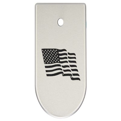 NDZ Performance Magazine Base Plate Finger Extension for CZ P10 S, SC, C, F Fits 9mm 10 Rd Magazines Anodized Aluminum Laser Engraved Made in USA, Silver, US Wave Flag