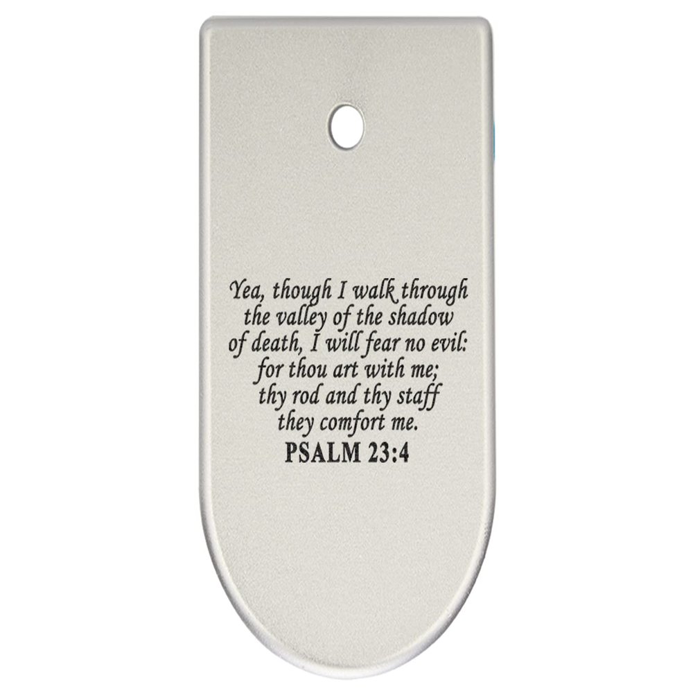 NDZ Performance Magazine Base Plate Finger Extension for CZ P10 S, SC, C, F  Fits 9mm 10 Rd Magazines  Anodized Aluminum  Laser Engraved  Made in USA, Silver, Bible Psalm 23:4