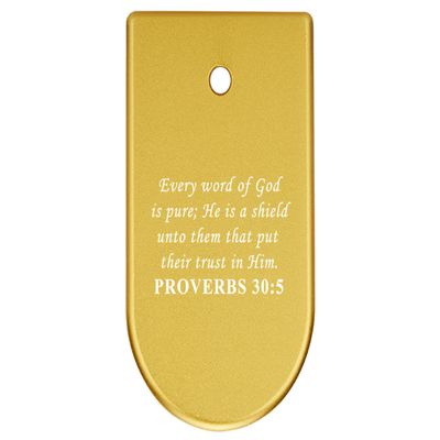 NDZ Performance Magazine Base Plate Finger Extension for CZ P10 S, SC, C, F  Fits 9mm 10 Rd Magazines  Anodized Aluminum  Laser Engraved  Made in USA, Gold, Bible Proverbs 30:5