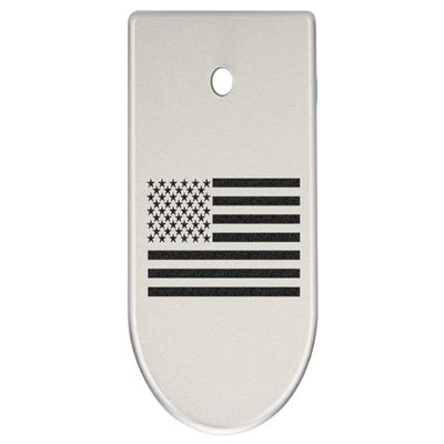 NDZ Performance Magazine Base Plate Finger Extension for CZ P10 S, SC, C, F Fits 9mm 10 Rd Magazines Anodized Aluminum Laser Engraved Made in USA, Silver, US Flag